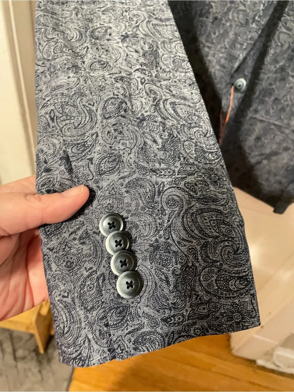 Ben Sherman Light Blue Paisley Blazer with Pocket Square
